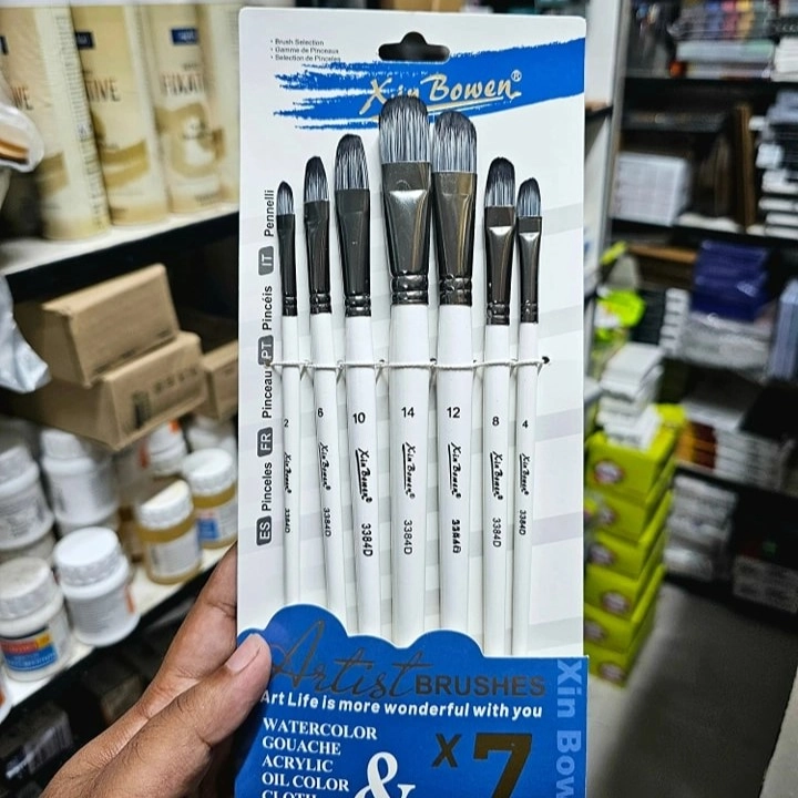 Xin bowen Silver Body Oval Brush set 7pc image 5