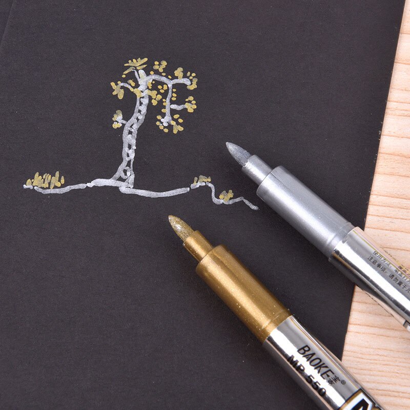 Baoke Metallic Silver Colour Marker Pen image 2