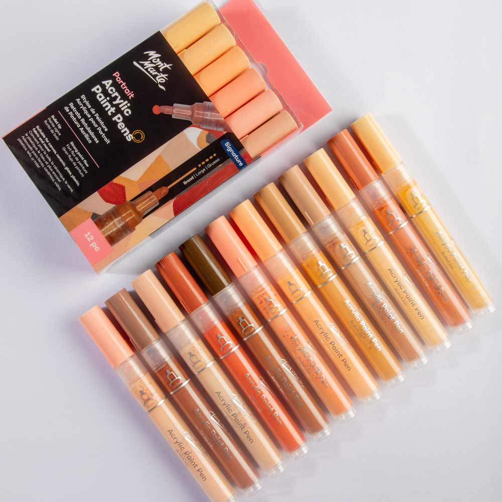 Mont Marte Portrait Acrylic Paint Pens Broad 12pc image 2