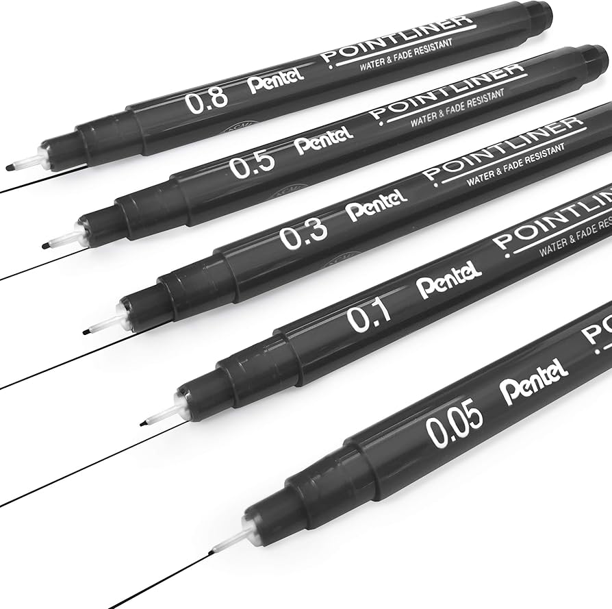 Pentel Pointliner Pigment Liner Drawing Pen Black image 1
