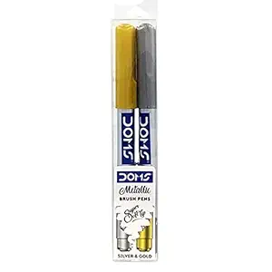 Doms Metallic Brush Pen 2 Shades (Gold & Silver) image 2