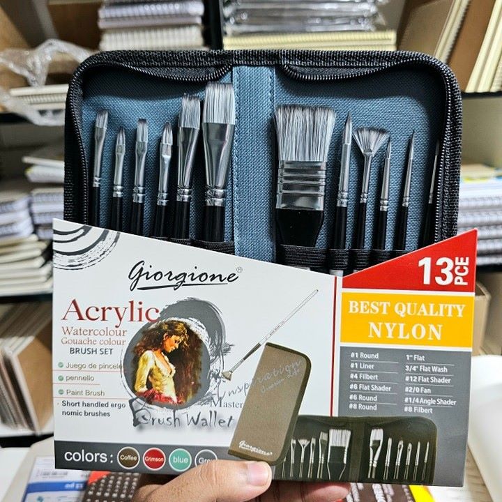 Giorgione Nylon Hair Wallet Brushe Set , Watercolour/Oil Colour/ Acrylic Colour image 6