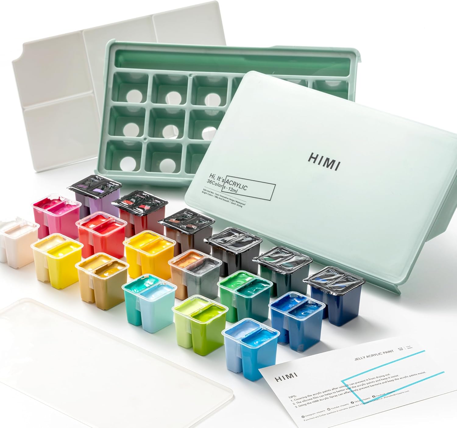 HIMI Twin Cup Jelly Acrylic Paint Set 12ml 36 Colors image 3