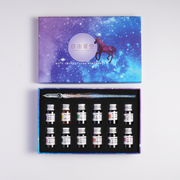 Glass Pen Dip Pen Set Student Crystal Pen Gift Box (Multi Design) image 2