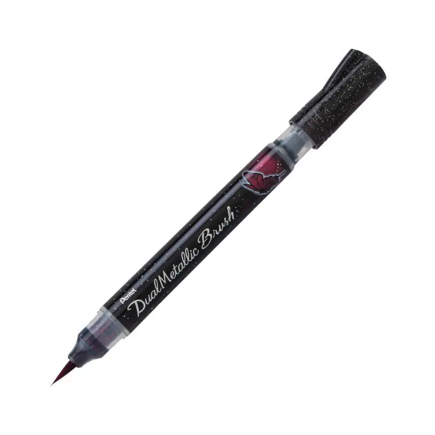 Pentel Dual Metallic Brush-Black Plus Metallic Red - XGFH-DAX image 3