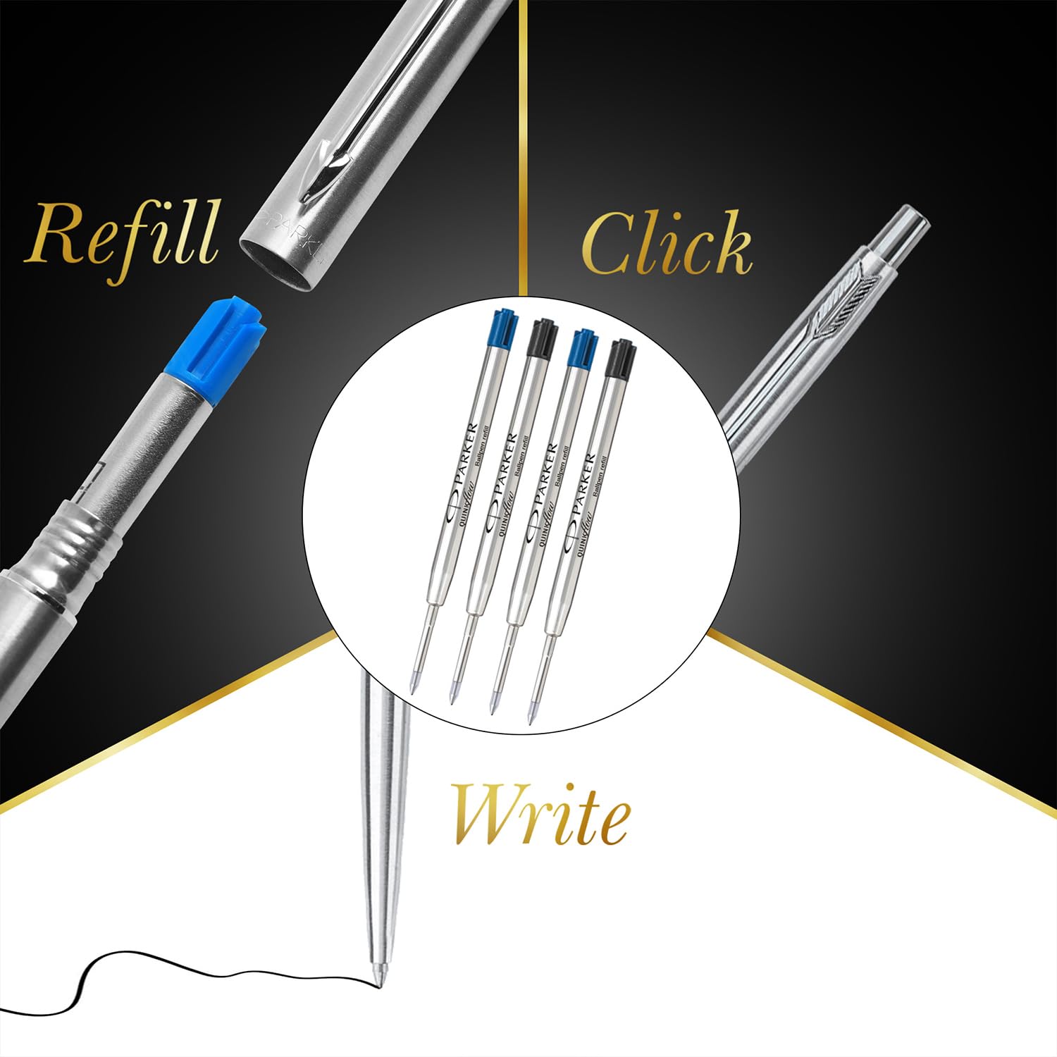 Parker Classic Stainless Steel Chrome Trim Ball Pen| Ink Color - Blue  Gift For Employees image 2