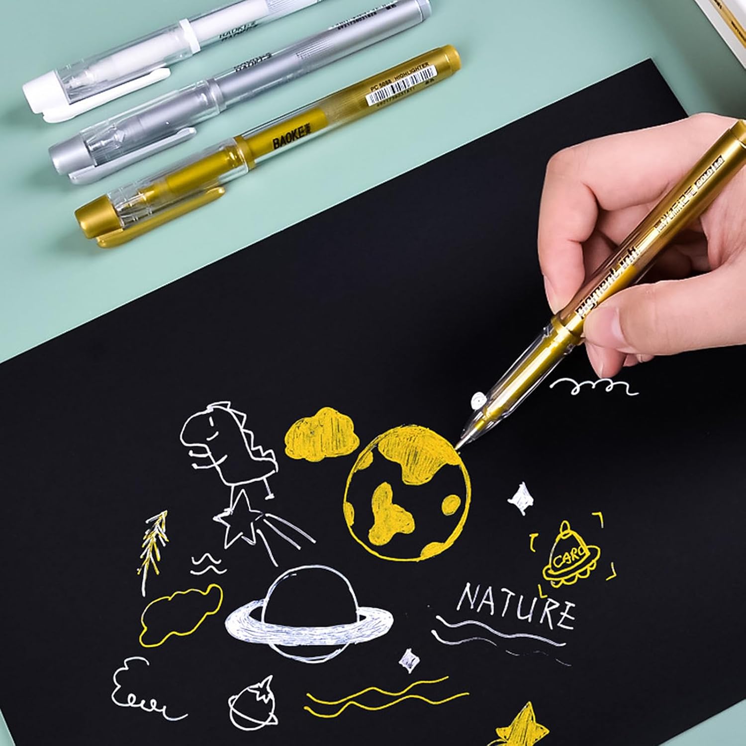 Baoke Metallic Gold Gel Pen 1.0mm image 4