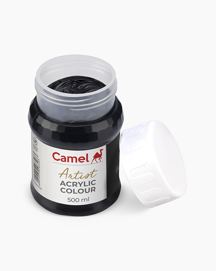 Camel Artist Acrylic Colour 500ml Jar Black Sr-1 image 2