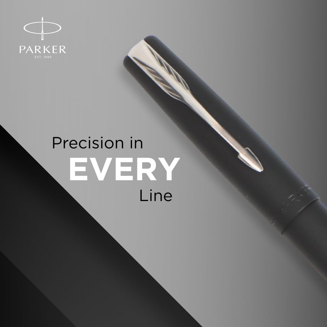 Parker Frontier Matte Black Chrome Trim Fountain Pen image 4