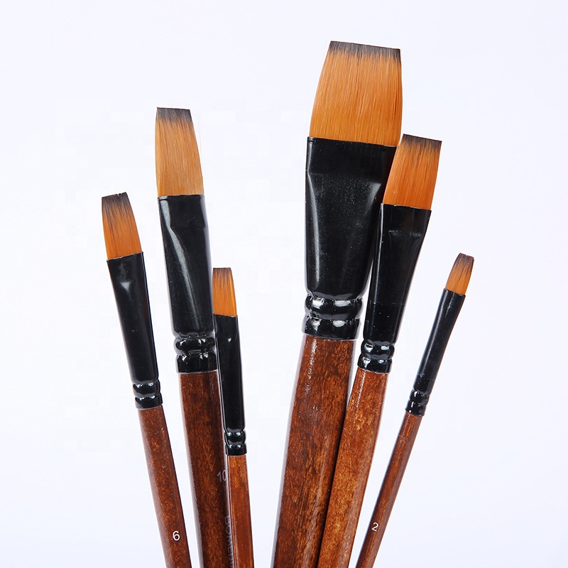 Keep smiling Artist Brown Flate Brush Set 6ps G1706 image 2