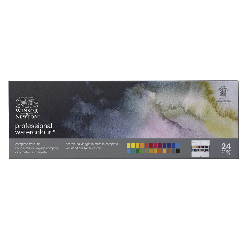 Winsor and Newton Professional Watercolour Set Complete Travel Tin - 24 Half Pans image 3