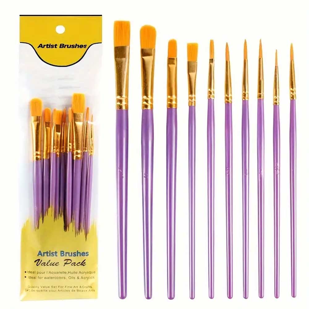 Keep Smiling Artist Paintbrush Set 10pcs (Multicolour) image 2
