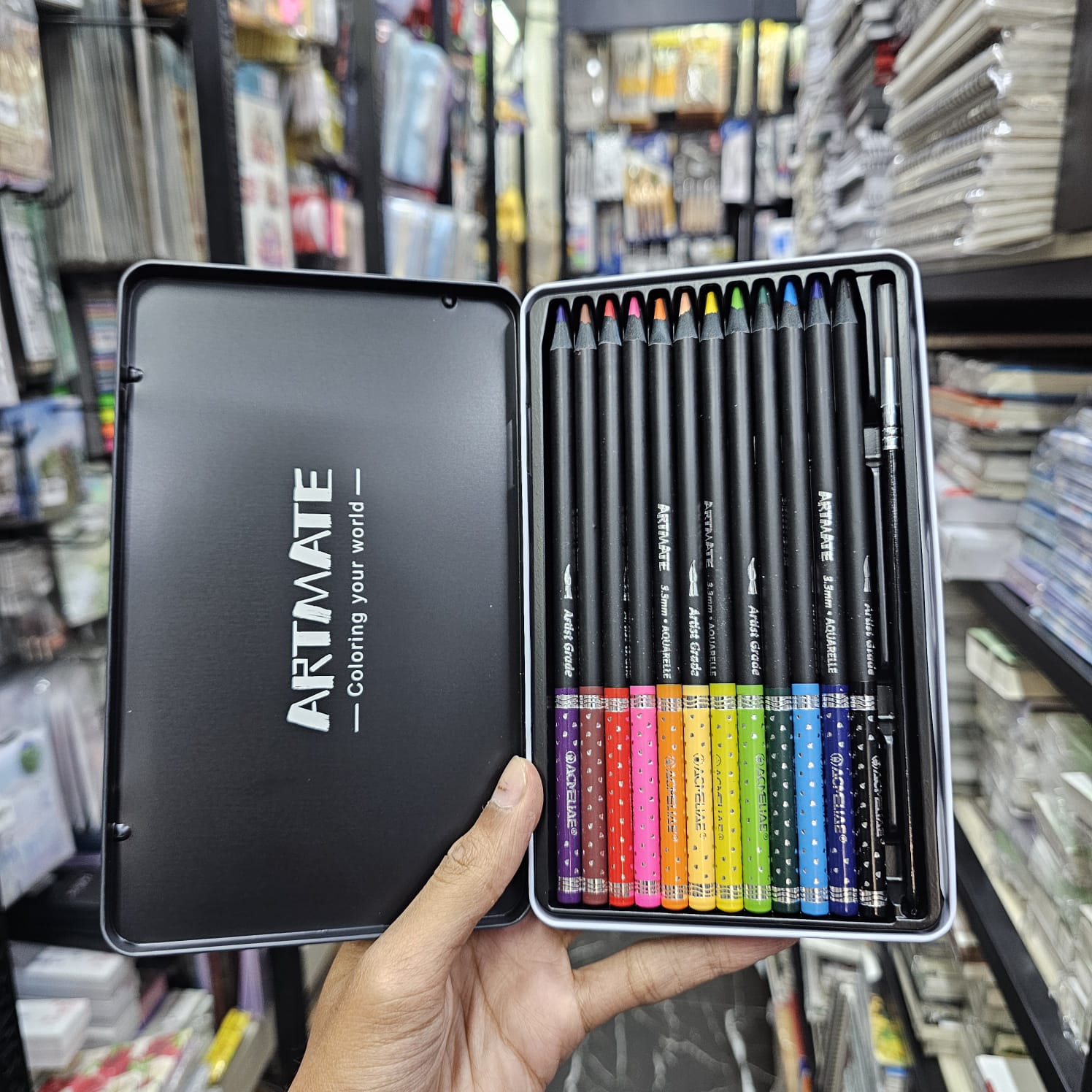 Acmeliae Artmate Watercolor 12 Color Pencils Tin Box image 2