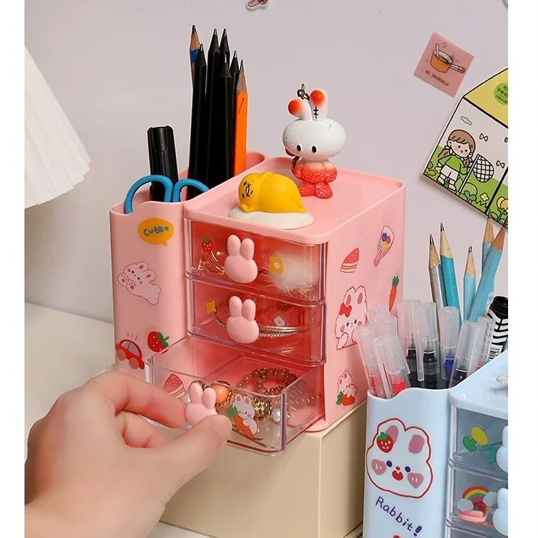 Storage Box Organizer Drawer Office Storage Rack Stationery Desk Pen Holder Bunny Drawer Organizer image 2