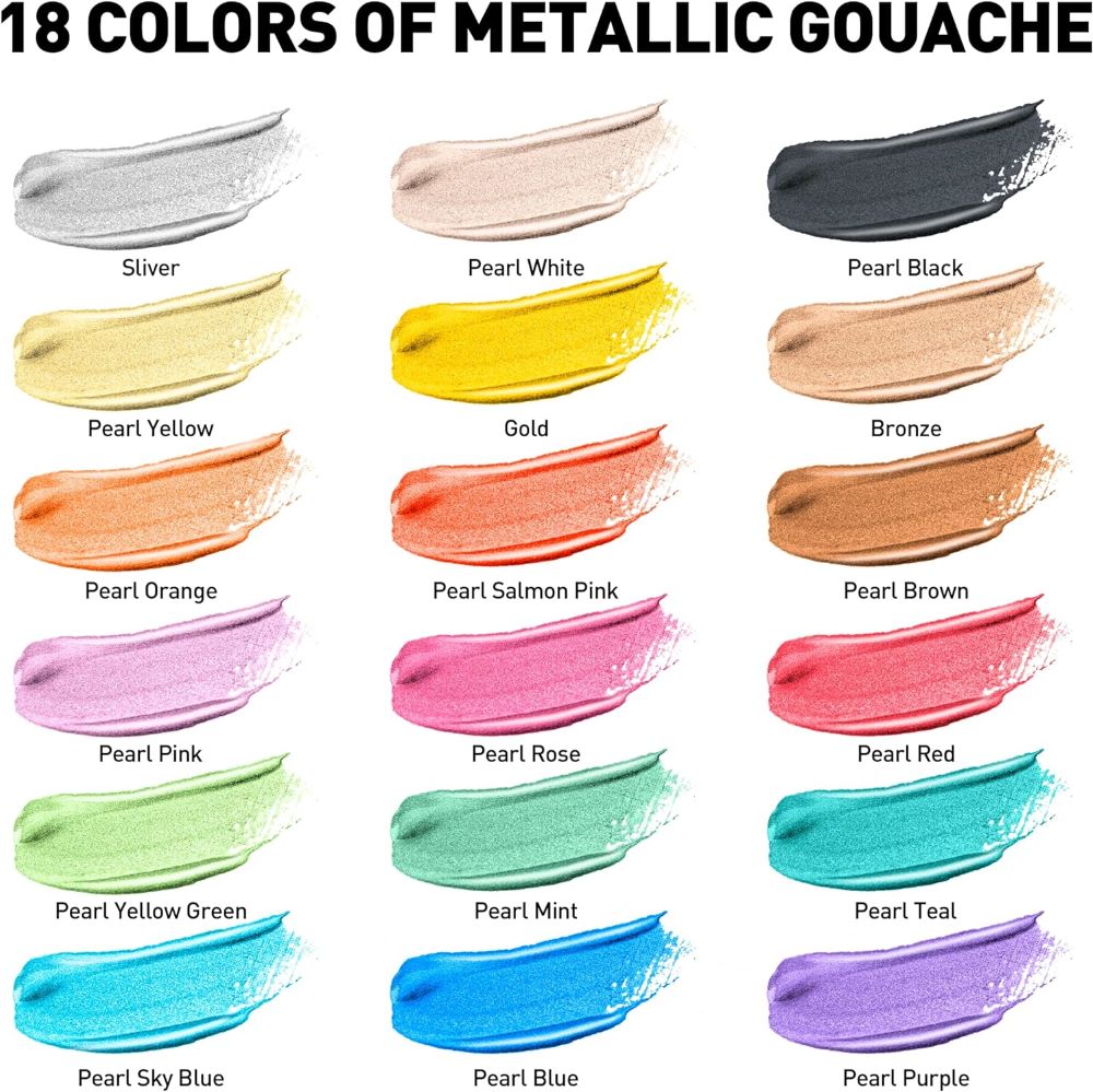 HIMI Metallic Jelly Cup Gouache Paint Set 30ml 18 Colours image 2