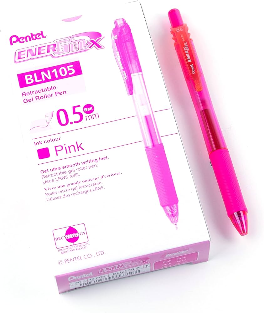 Pentel Energel Gell Pen Pink Ink (0.5mm) - 1 Pcs - BLN105-PX image 3