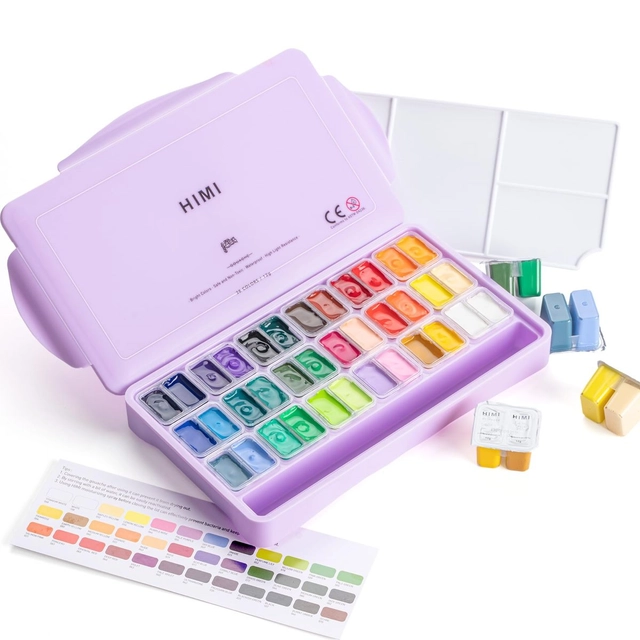 HIMI Twin Cup Jelly Gouache Paint Set 12ml 36 Colors image 2