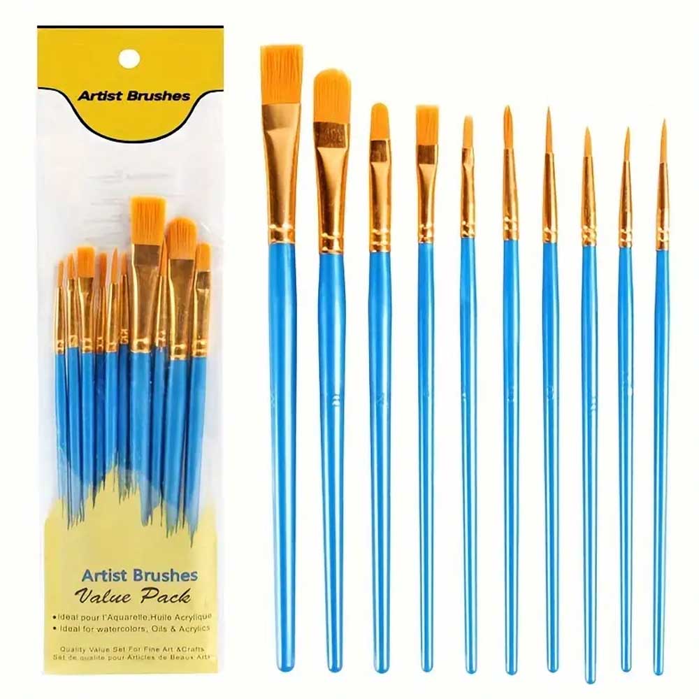 Keep Smiling Artist Paintbrush Set 10pcs (Multicolour) image 8