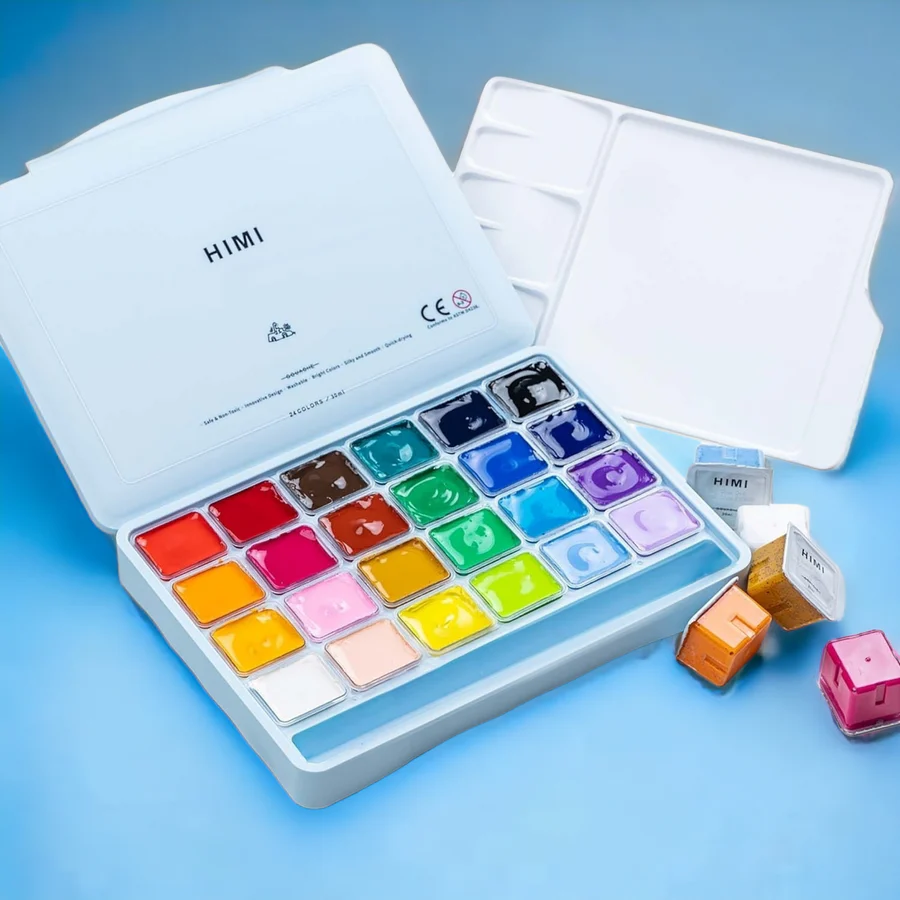 Himi Gouache Paint Set 30ml 24 colors Jelly Cup 1 Set (Multicolour Box) image 3