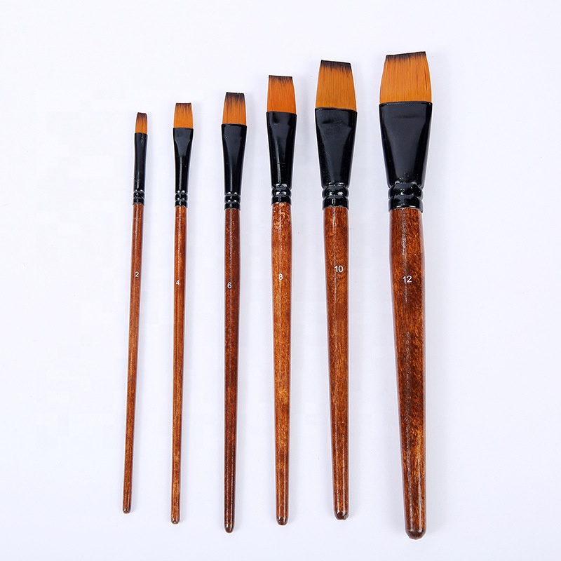 Keep smiling Artist Brown Flate Brush Set 6ps G1706 image 3