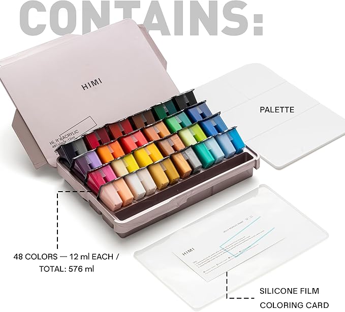 HIMI Twin Cup Jelly Acrylic Paint Set 12ml 48 Colors image 3