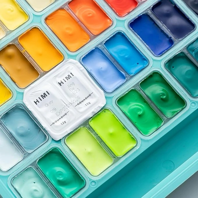 HIMI Twin Cup Jelly Gouache Paint Set 12ml 48 Colors image 4