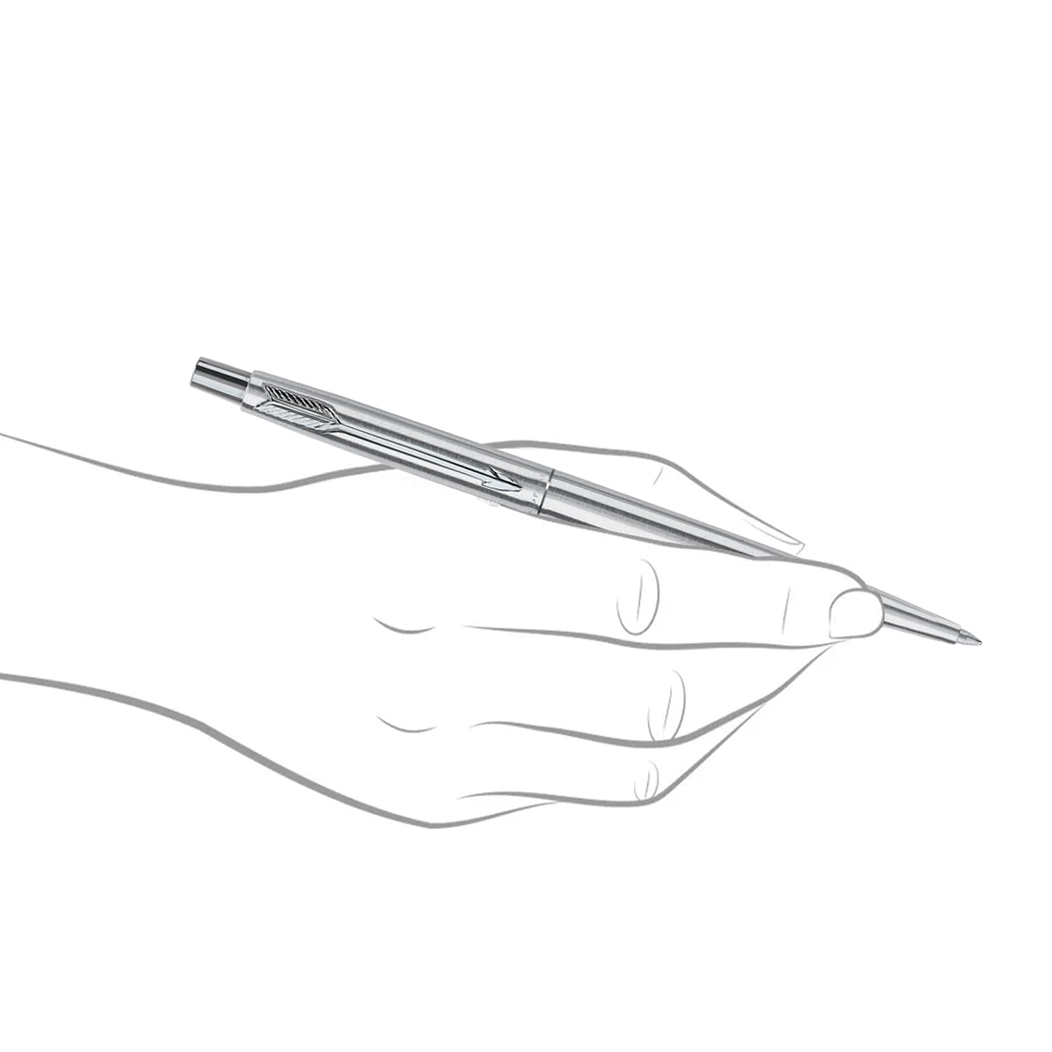 Parker Classic Stainless Steel Chrome Trim Ball Pen| Ink Color - Blue  Gift For Employees image 3