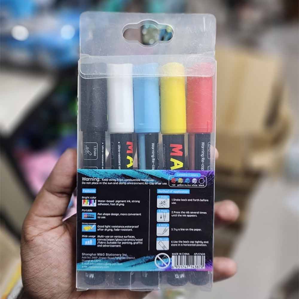 M&G Acrylic Paint Marker set 5pc image 2