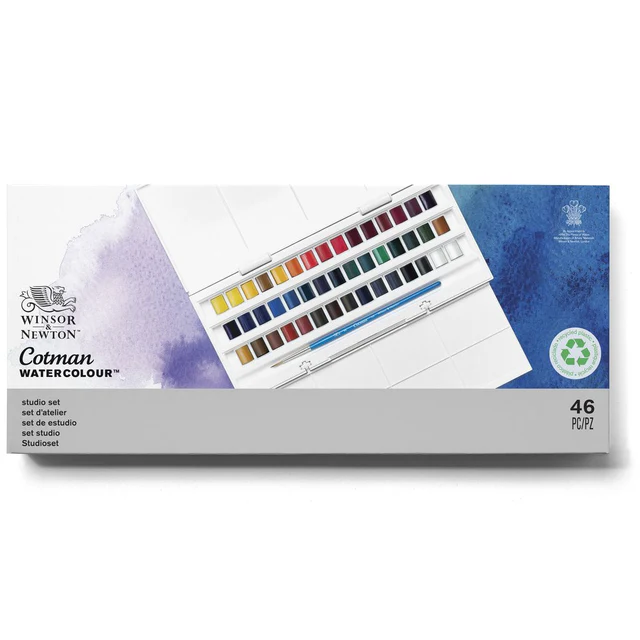 Winsor Newton Cotman Watercolour Set Half Pan Studio Set - 45 Half Pans image 1