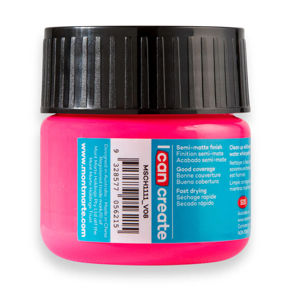 Mont Marte Acrylic Colour Paint 100ml Fluoro Pink image 3