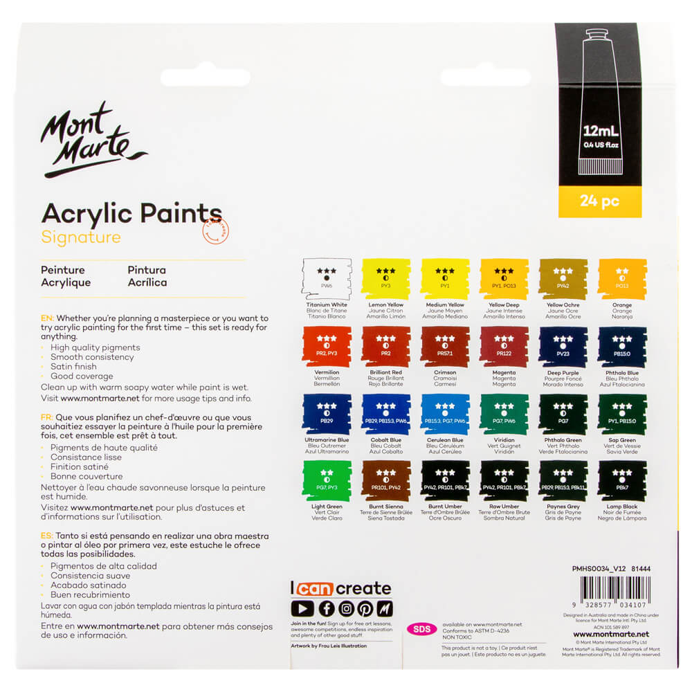Mont Marte Acrylic Paints Set 24pc x 12ml image 7