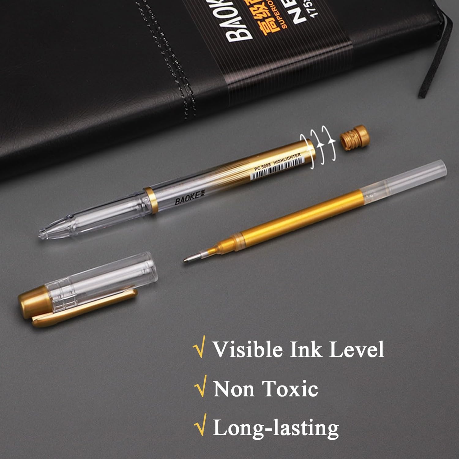 Baoke Metallic Gold Gel Pen 1.0mm image 3