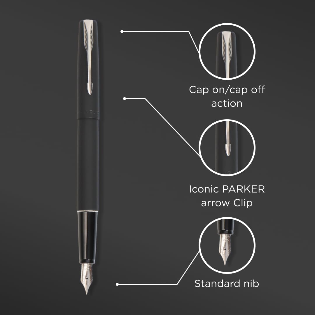 Parker Frontier Matte Black Chrome Trim Fountain Pen image 5