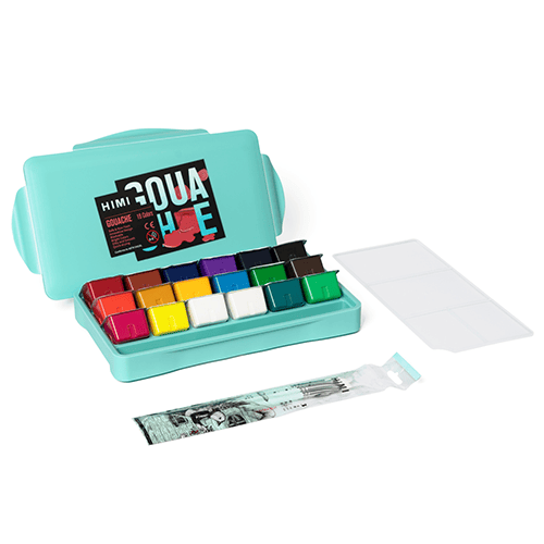 Himi Gouache Paint 30ml 18 colors Set With Brushes (Blue Box) image 1