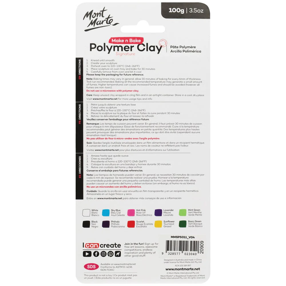 Mont Marte Make n Bake Polymer Clay 100g 10pc image 3