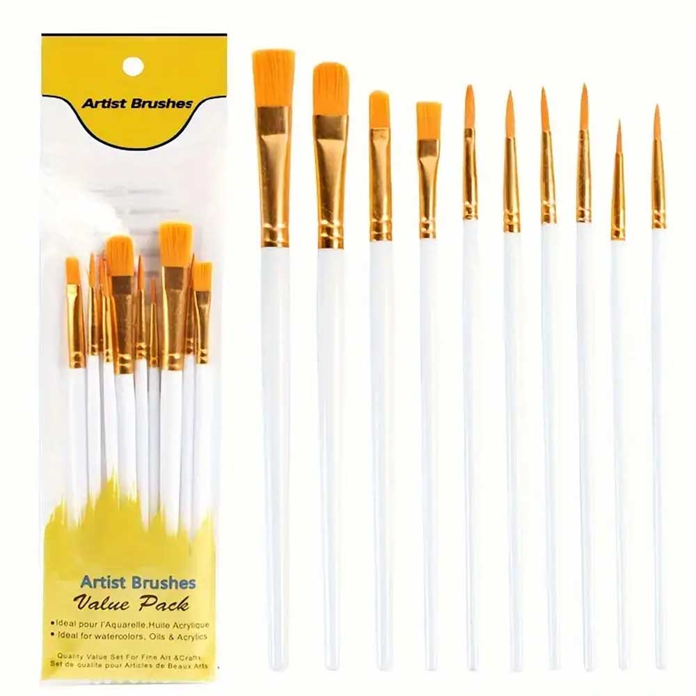 Keep Smiling Artist Paintbrush Set 10pcs (Multicolour) image 3