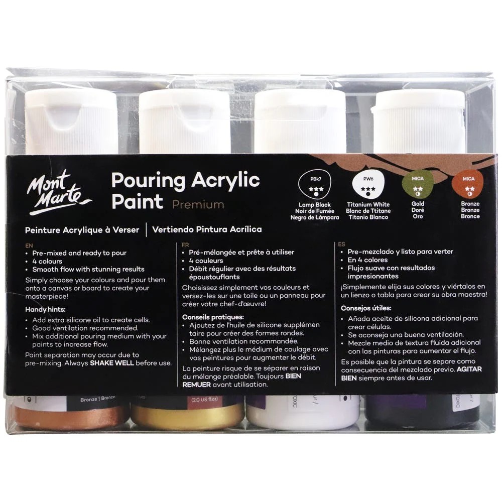 Mont Marte Pouring Acrylic Paint Set 4pcx60ml Celestial image 2