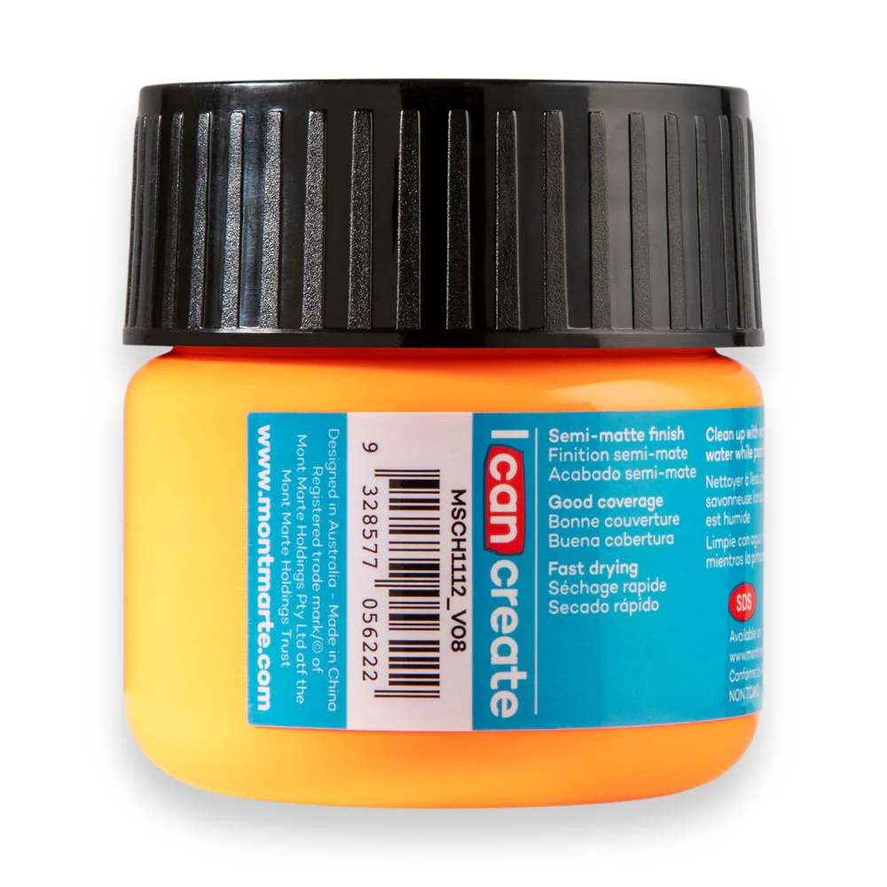 Mont Marte Acrylic Colour Paint 100ml Fluoro Orange image 3