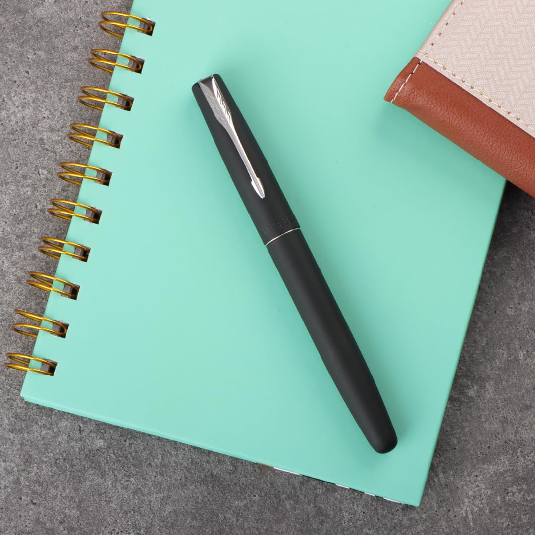 Parker Frontier Matte Black Chrome Trim Fountain Pen image 1