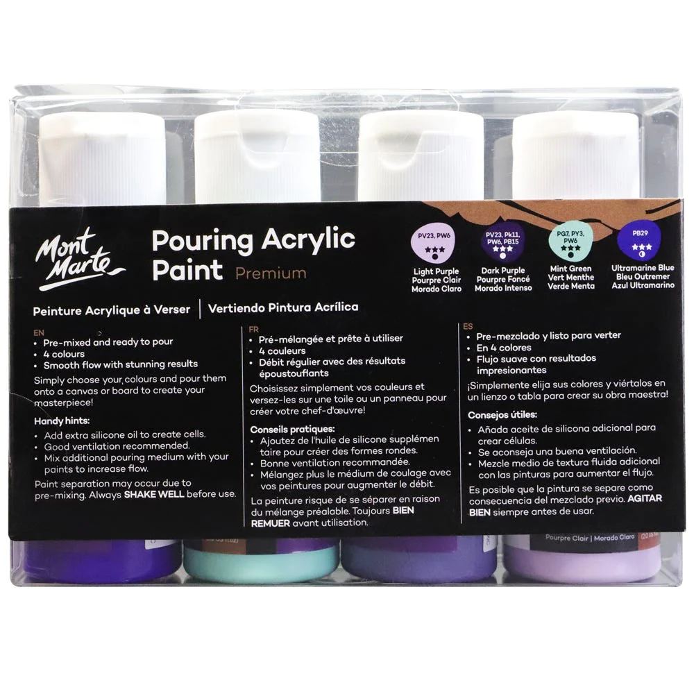 Mont Marte Pouring Acrylic Paint Set 4pc x 60ml- Ethereal image 6