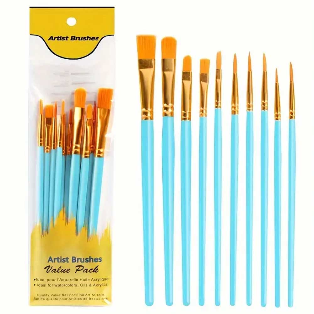 Keep Smiling Artist Paintbrush Set 10pcs (Multicolour) image 6