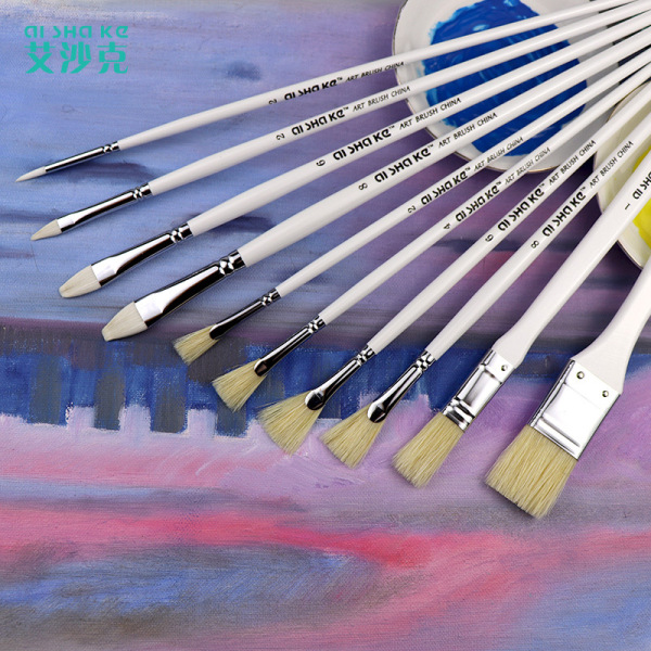 Ai Sha Ke Hog Hair Brush Set - 10 Pieces Oil and Acrylic Paint image 2