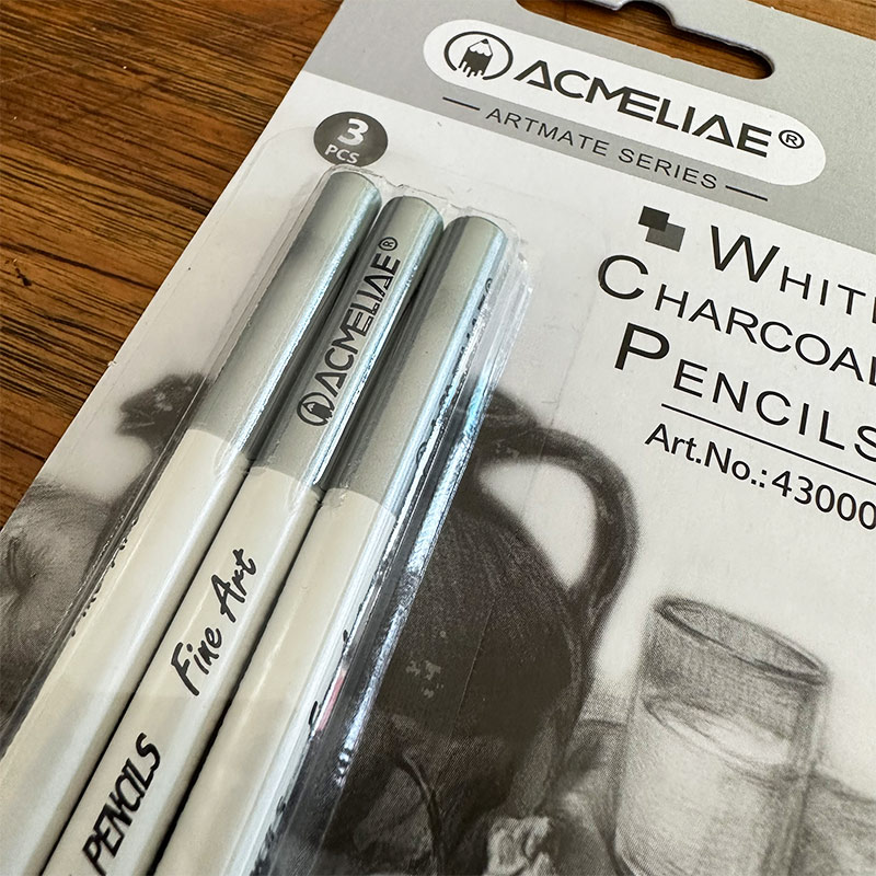 Acmeliae White Charcoal Pencil 3pes SeT image 2