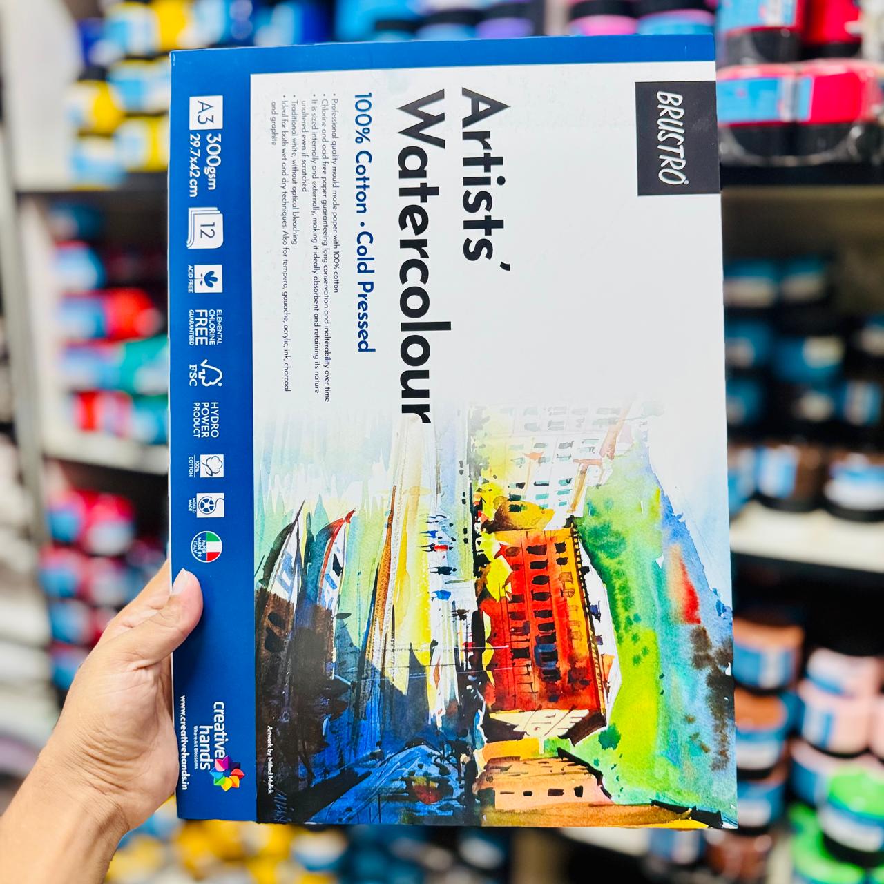 Brustro Artists Watercolour Pad A3 BRWC10A33G (100% Cotton, Cold Pressed, 300gsm, 12 Sheets) image 2
