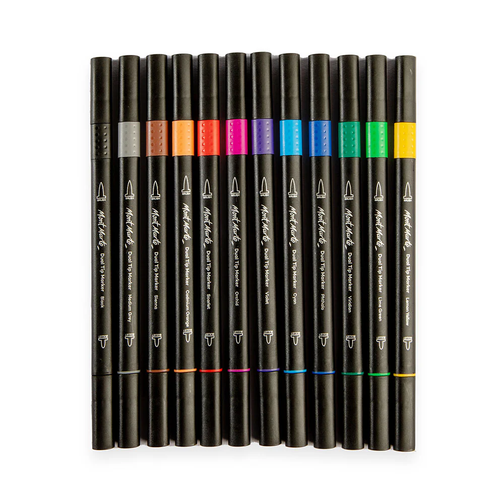Mont Marte Dual Tip Markers Brush Bullet 12pc image 3