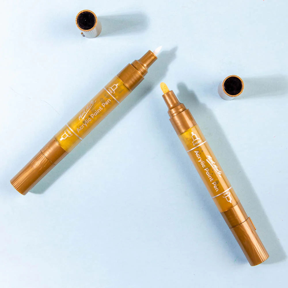 Mont Marte Dual Tip Acrylic Paint Pens Gold 2pc image 2