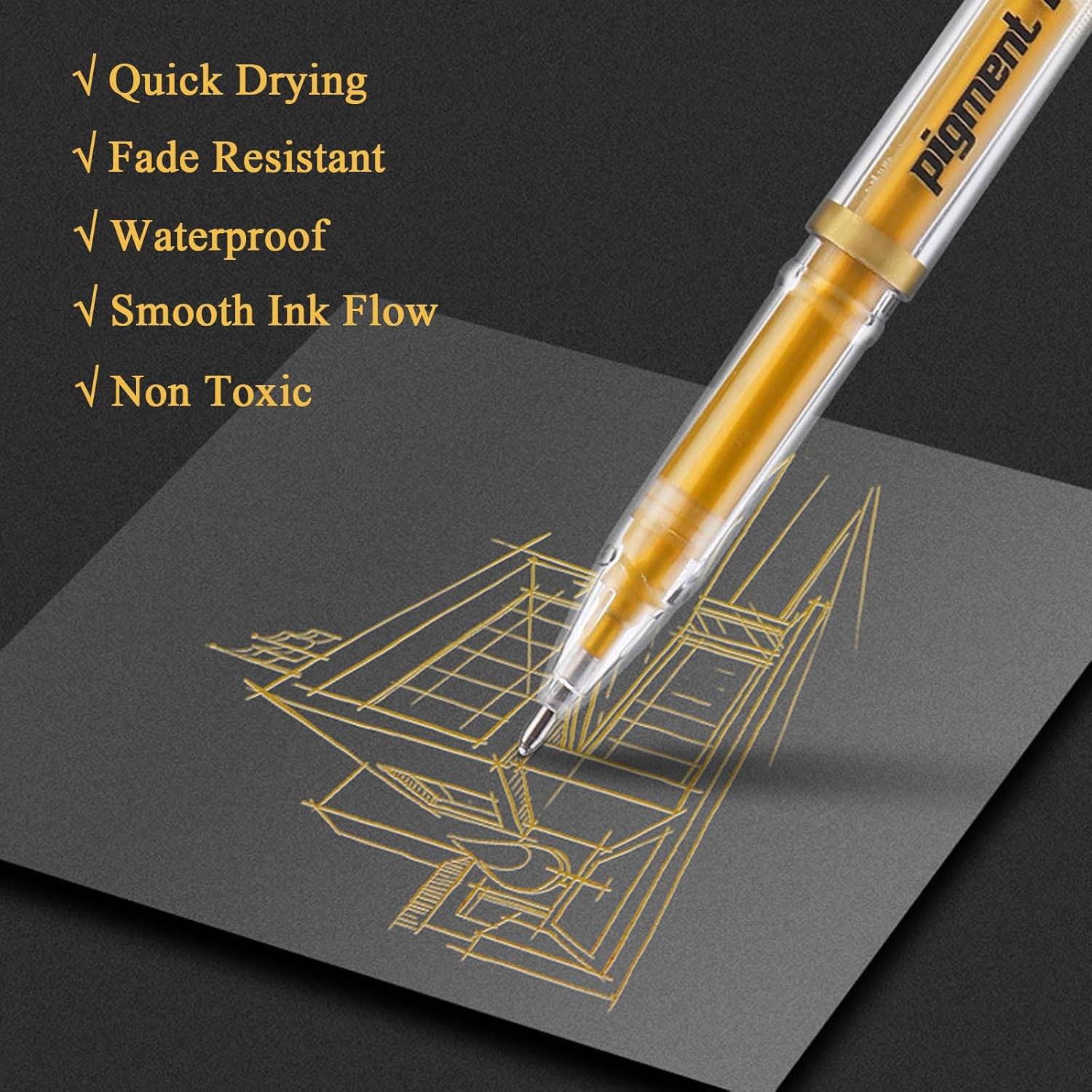 Baoke Metallic Gold Gel Pen 1.0mm image 2
