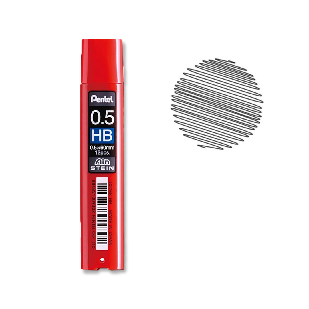 Pentel Refill Lead Ain Stein 0.5mm-HB (12PCS/Tube) - C275S-HBX image 2