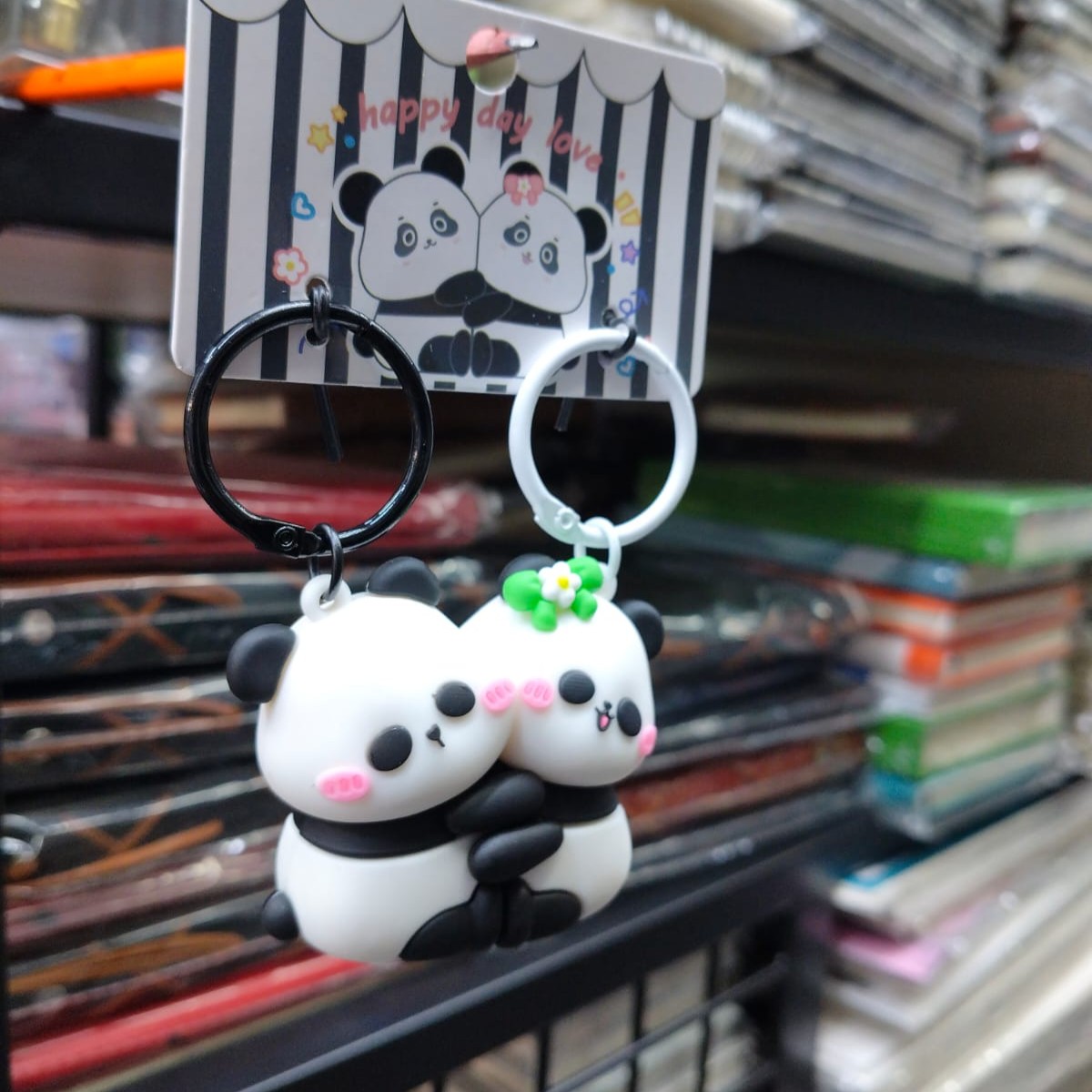 Cute panda couple keychain set image 2