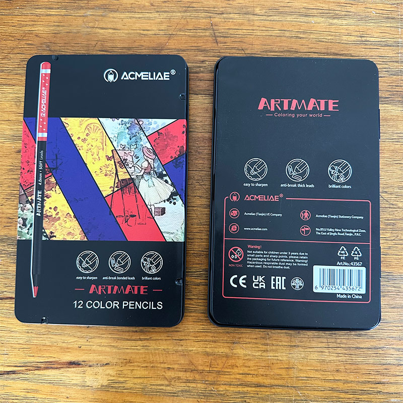 Acmeliae Artmate 12 Color Pencils Tin Box image 2
